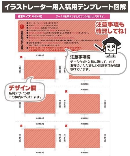 名刺の入稿用テンプレートダウンロード 名刺 印刷の名刺 ランド